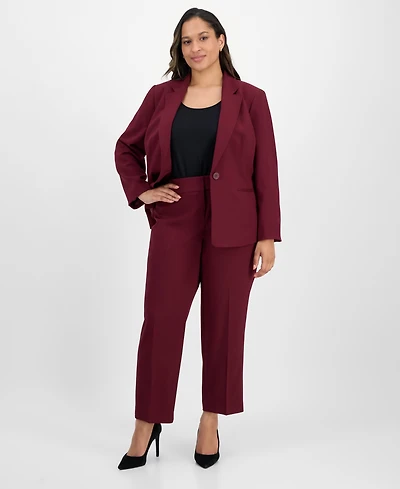 Le Suit Plus Notched Collar One-Button Pantsuit