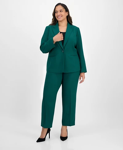 Le Suit Plus Notched Collar One-Button Pantsuit Set