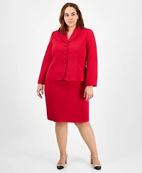 Le Suit Plus Shawl-Collar Jacket & Pencil Skirt Set