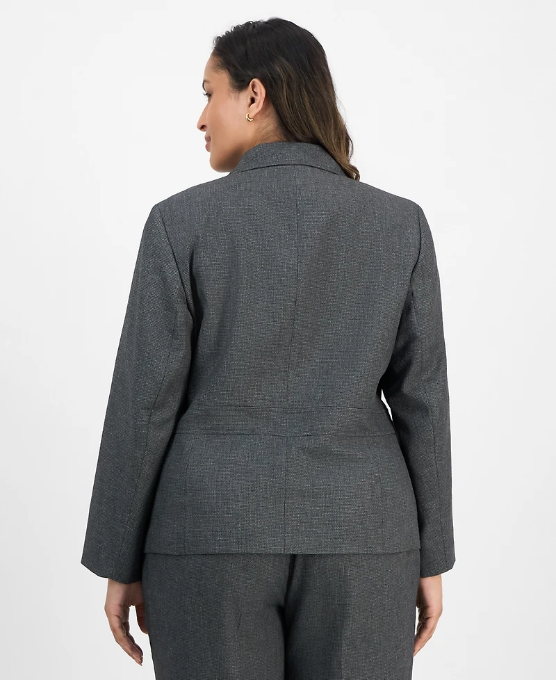 Le Suit Plus Notched Collar Wide-Leg Pantsuit Set