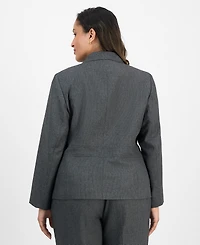 Le Suit Plus Notched Collar Wide-Leg Pantsuit Set