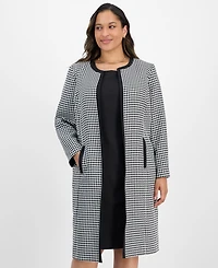 Le Suit Plus Houndstooth Topper Jacket & Sleeveless Dress