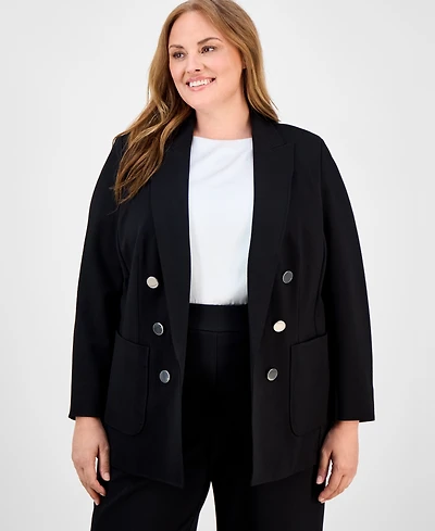 Anne Klein Plus Faux Double-Breasted Jacket