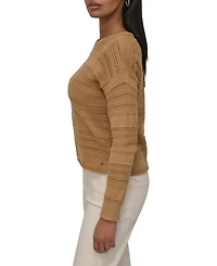 Dkny Jeans Petite Crewneck Open-Stitch Cotton Sweater