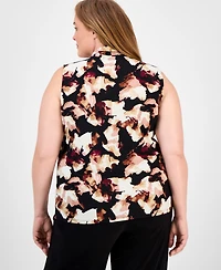 Anne Klein Plus Floral-Print Sleeve Top