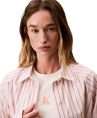 Calvin Klein Jeans Women's Stripe Boxy Cotton Crop Shirt