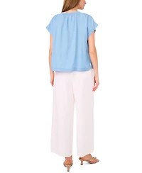 Vince Camuto Women's Shirred-Neck Cap-Sleeve Peasant Blouse