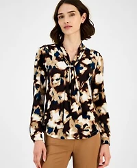 Anne Klein Womens Scarf Neck Printed Blouse P Xxs Xxl