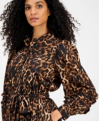 Anne Klein Women's Printed Tie-Waist Tiered Shirtdress
