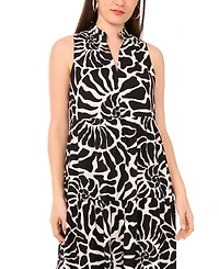Vince Camuto Women's Printed Split-Neck Tiered Maxi Dress