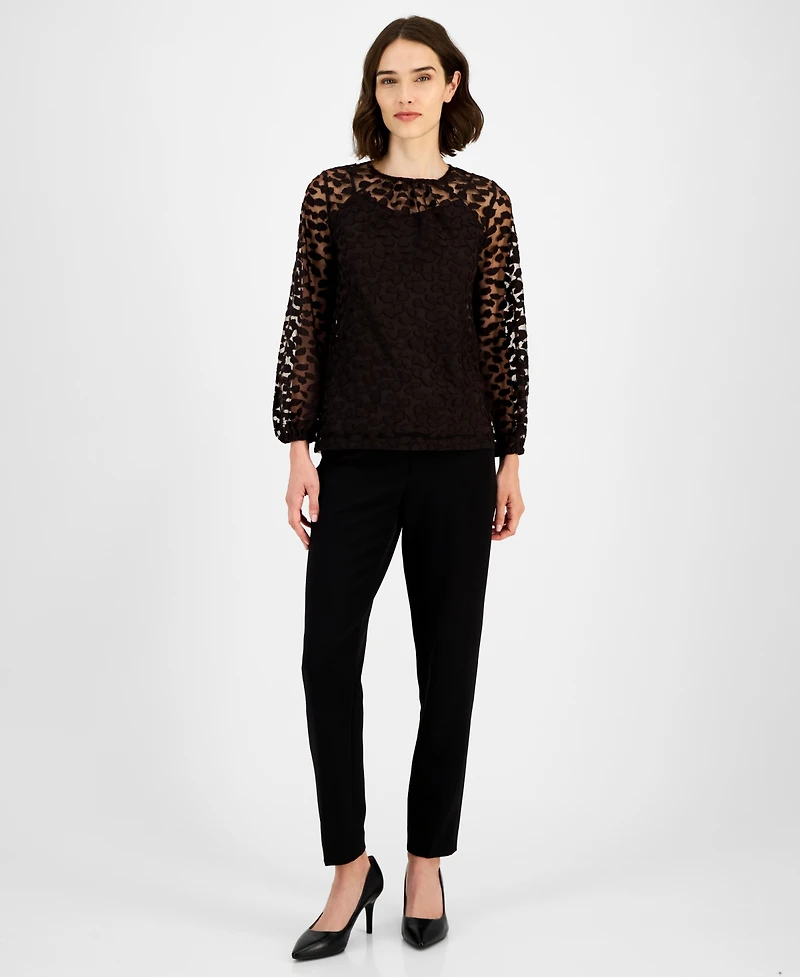 Anne Klein Women's Long-Sleeve Burnout Top