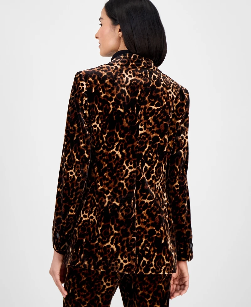 Anne Klein Women's Animal Print One-Button Blazer