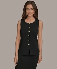 Donna Karan New York Women's Sleeveless Button-Front Sweater