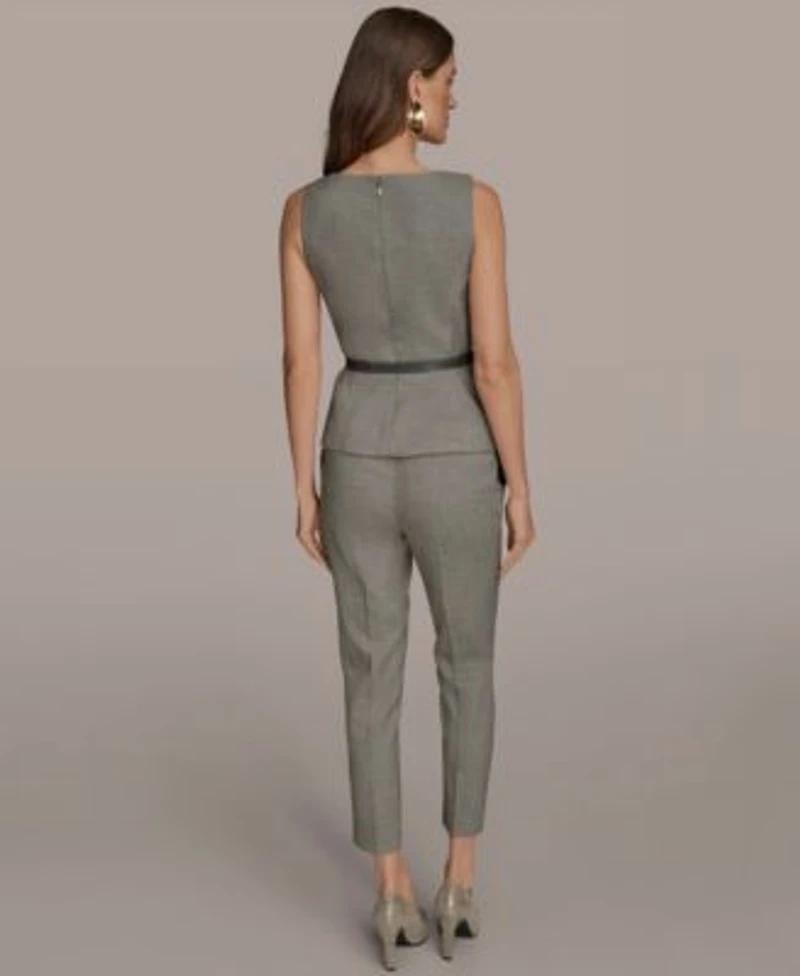 Donna Karan New York Womens Sleeveless Belted Top Slim Leg Ankle Pants