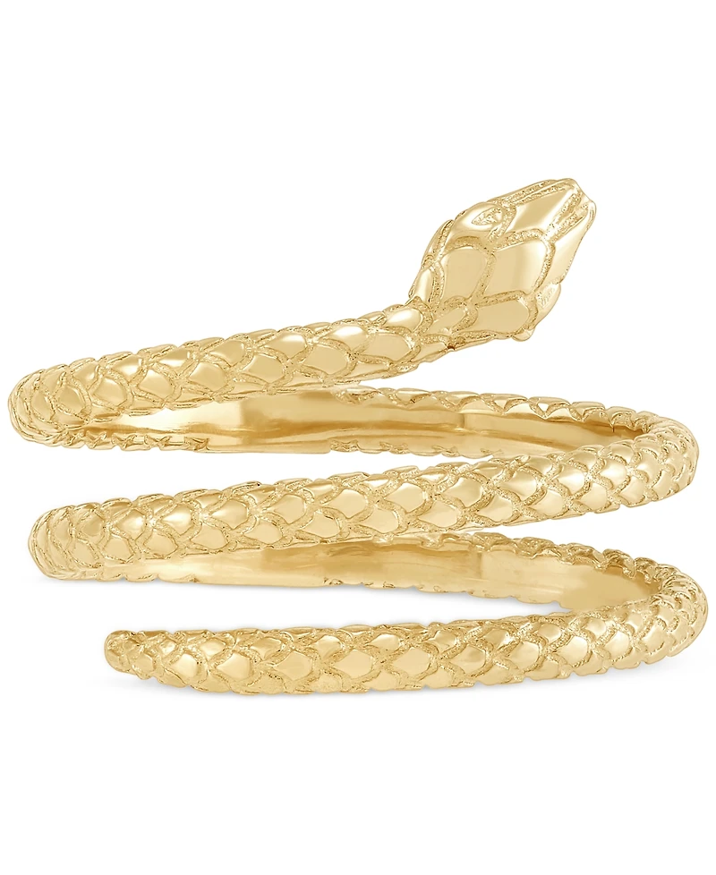 Italian Gold Textured Snake Coil Statement Ring in 10k Gold
