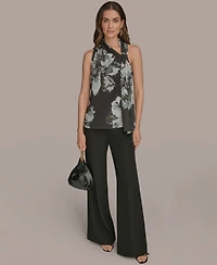 Donna Karan New York Women's Sleeveless Printed Scarf Top