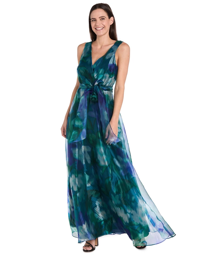 R & M Richards Petite Sleeveless Bow-Tie A-Line Dress