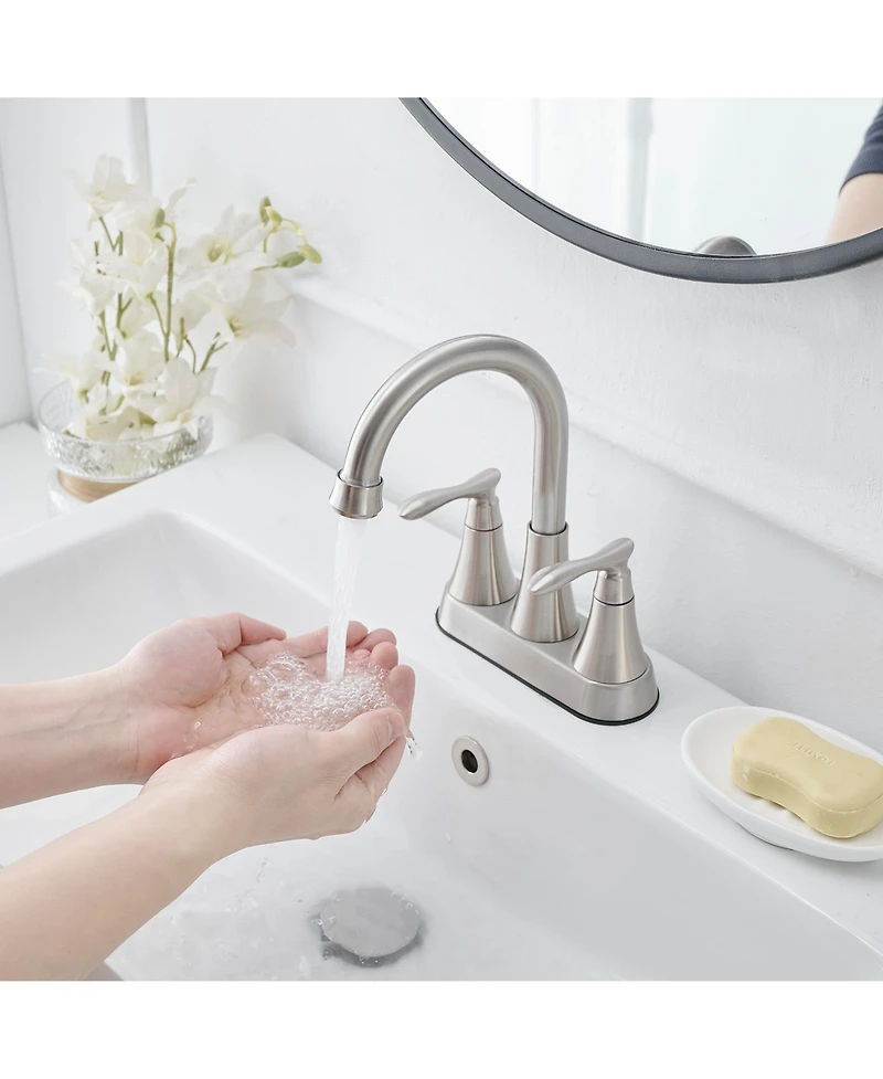 Greenspring 4 in. Centerset 2-Handle High-Arc Bathroom Faucet Brushed Nickel