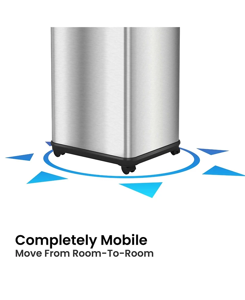 iTouchless 13 Gallon / 49 Liter Stainless Steel Sensor Kitchen Trash Can with Wheels, Ac Adapter and Odor Filter