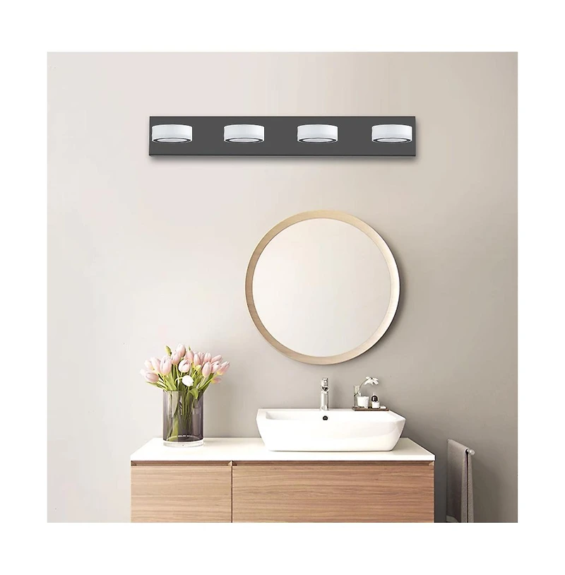 Flynama Led Modern Black 4-Light Vanity Lights Fixtures Over Mirror Bath Wall Lighting