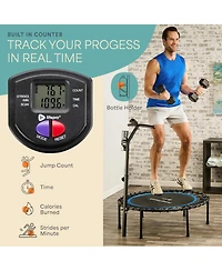 Lifepro JumpTrack 40” Rebounder Trampoline with Jump Counter – Low-Impact Silent Bungee System for Home Cardio – Supports Up to 3