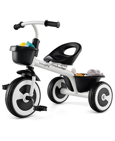 Toddler Tricycle Kids Trike with Adjustable Seat Front & Rear Storage Baskets