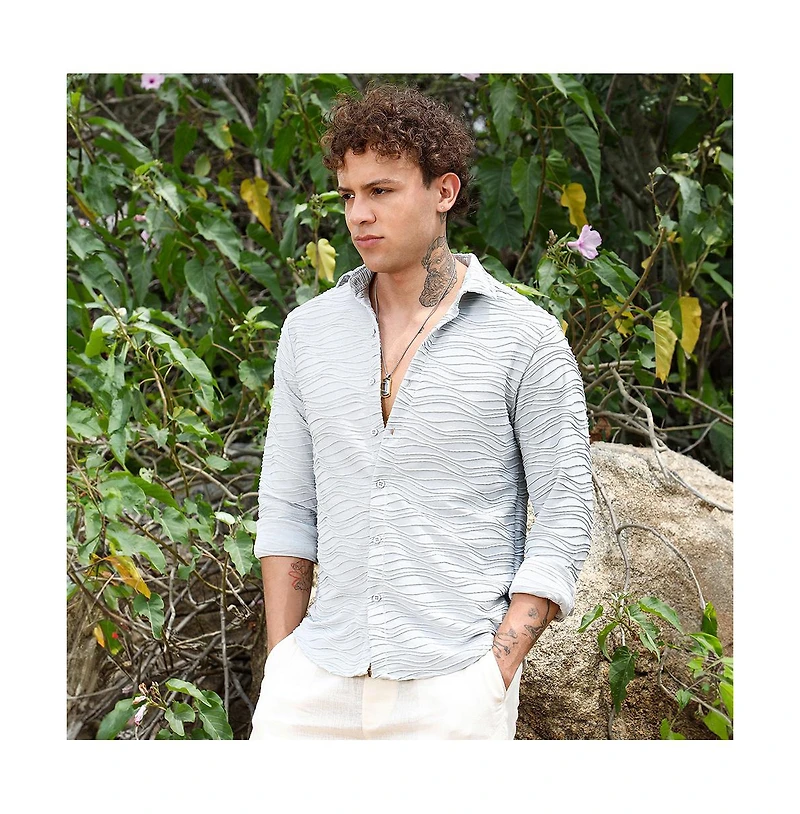 Campus Sutra Men's Self-Design Wave Shirt