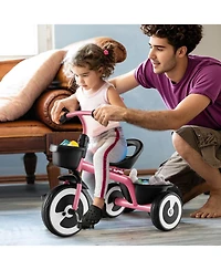 Toddler Tricycle Kids Trike with Adjustable Seat Front & Rear Storage Baskets