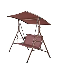 Slickblue 3 Person Outdoor Patio Swing Chair with Adjustable Canopy and Armrests for Backyard