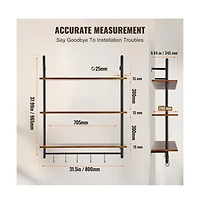 Slickblue Industrial Pipe Wall-Mounted Shelf 2 Tier Storage Rack for Kitchen and Bedroom