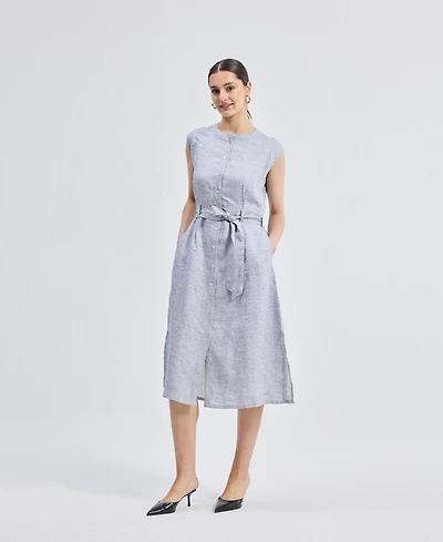 Reistor Women's Back Cut Out Linen Dress