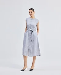 Reistor Women's Back Cut Out Linen Dress