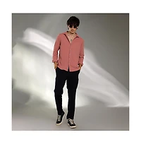 Campus Sutra Men's Salmon Pink Stripe-Creased Shirt