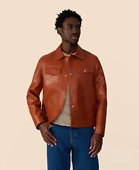 Furniq Uk Men's Leather Trucker Jacket