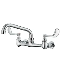 Greenspring Double Handle Wall Mount Standard Kitchen Faucet with 8 in. Swivel Spout 8 in. Center in Polished Chrome