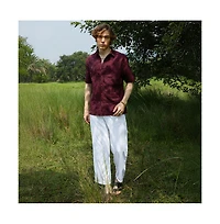 Campus Sutra Men's Wine Red Foliage-Tactile Shirt