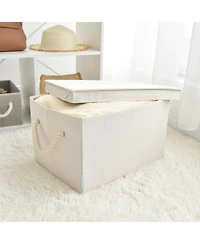 WeThinkStorage 34L Folding Fabric Storage Bin w/Rope Handle and Lid - Clay