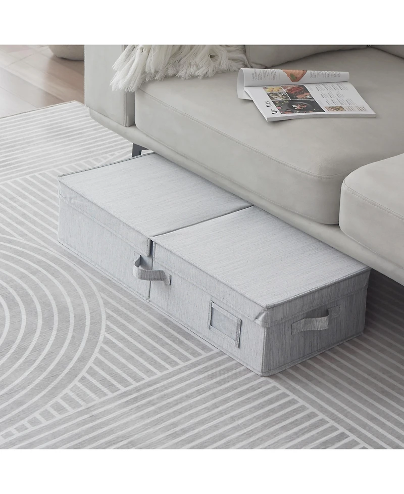 WeThinkStorage Folding Fabric Under Bed Organizer w/Double Open Lid - Clay