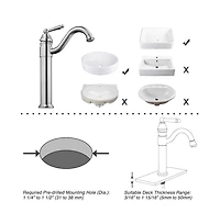 Aquaterior Bathroom Vessel Sink Tempered Glass WaterDrop w/ Single Handle Faucet