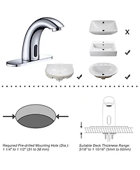 Aquaterior 5" Touchless Bathroom Faucet with Rectangle Vessel Sink Brush Chrome