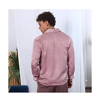 Campus Sutra Men's Flamingo Pink Shawl Collar Shirt