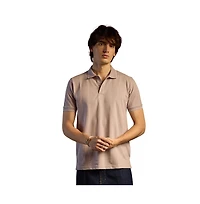 Campus Sutra Men's Blush Pink Lined-Knit Polo T-Shirt