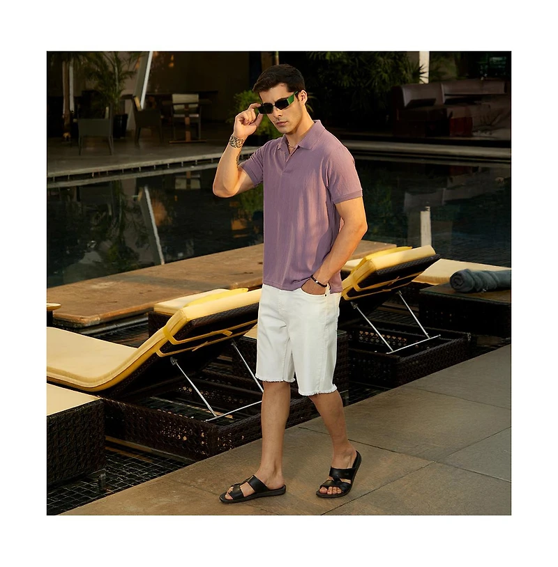 Campus Sutra Men's Beaver Brown Spirit Weave Polo T-Shirt