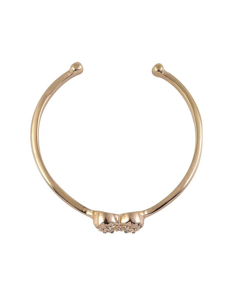Rachel Rachel Roy Gold Tone Textured Heart Cuff Bracelet