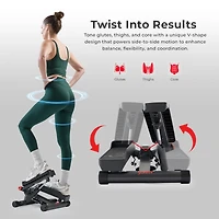 Sunny Health & Fitness Smart Twist Stepper with Resistance Bands, Free SunnyFit App via Bluetooth, 300 Lb Weight Capacity