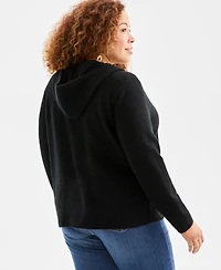 Style & Co Plus Zip-Front Hooded Sweater, Macy's Exclusive