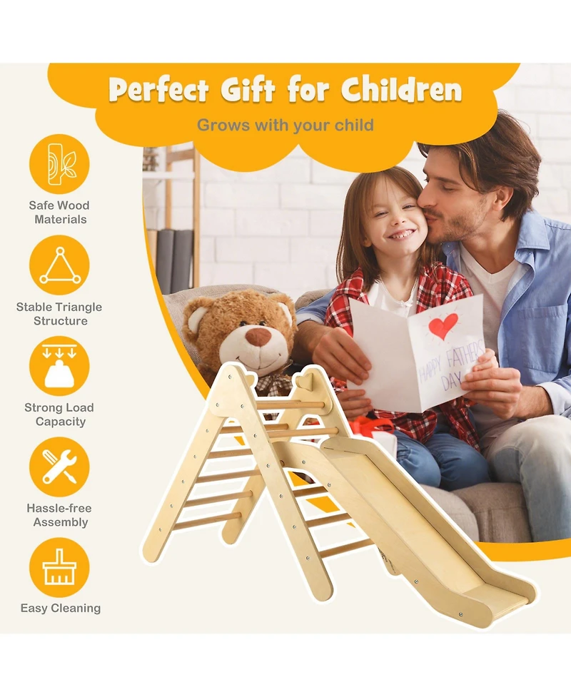 Slickblue 2-in-1 Triangle Climber Set with Gradient Adjustable Slide