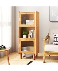 Slickblue 3-Cube Wicker Storage Cabinet with Open Compartment For Living Room