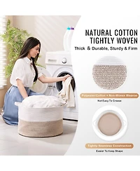 Slickblue Cotton Rope Storage Basket Woven Organizer Bin for Blankets Towels or Pillows