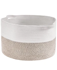 Slickblue Woven Cotton Rope Blanket Basket Large Storage Bin for Living Room or Bedroom